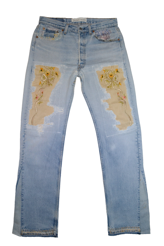 FLORAL DENIM PANT W32L34