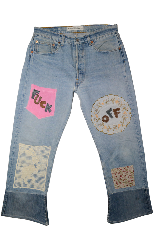 FUCK OFF PATCHWORK HANDCRAFTED DENIM PANT W31L28