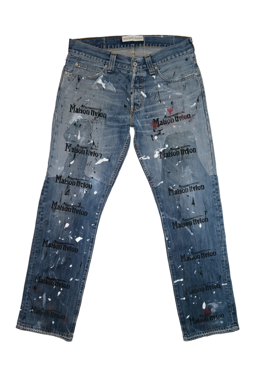 HANDCRAFTED PAINTER REPAIR DENIM PANT W33L32