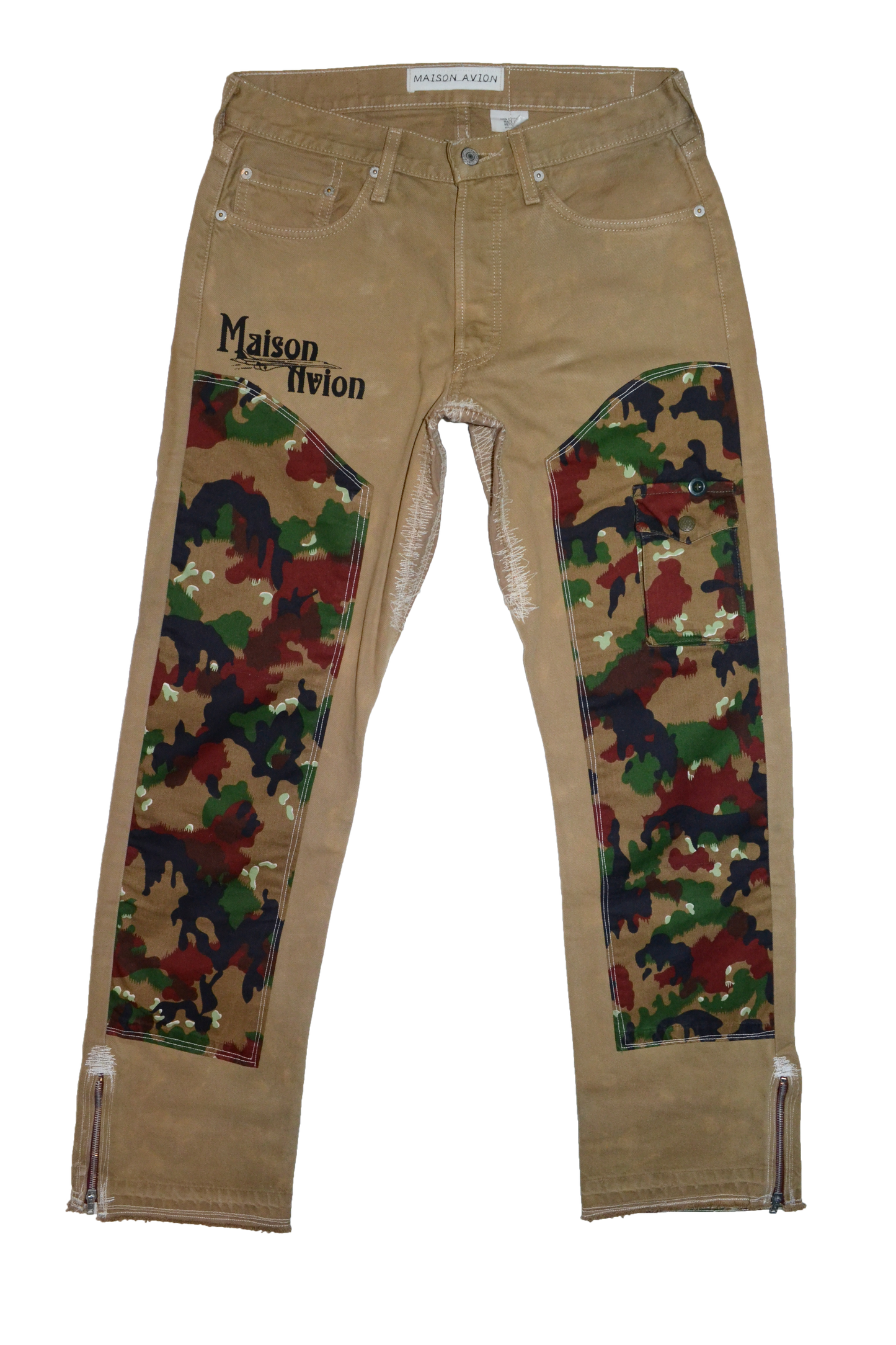 CAMOUFLAGE DOUBLE KNEE DENIM PANT W32L32