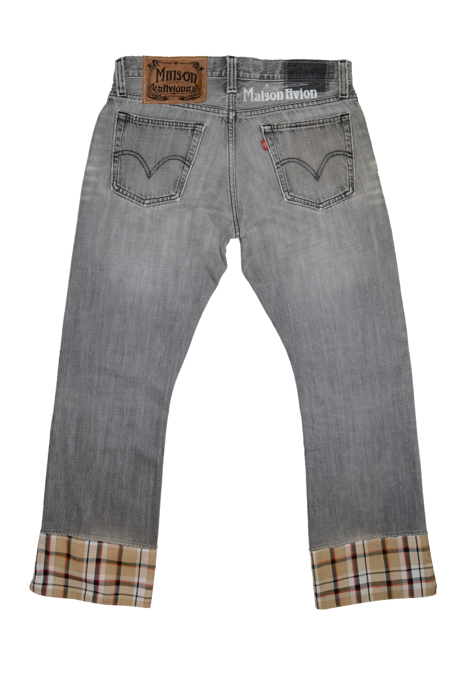 BEIGE TARTAN LIGHTWEIGHT DENIM PANT W33L32